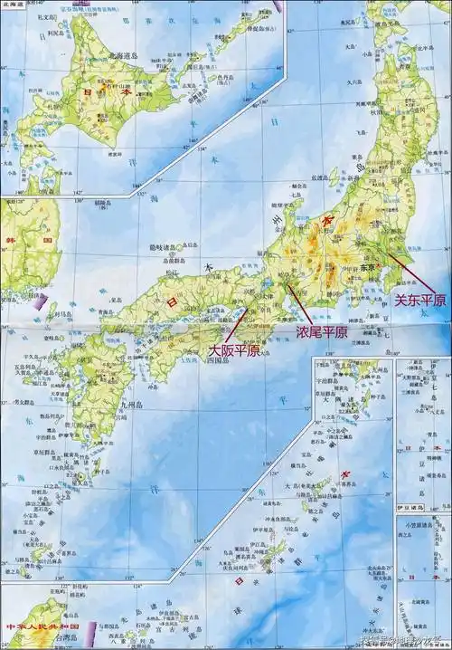 日本本州岛面积最大的三个平原:关东平原,大阪平原和浓尾平原_岛屿