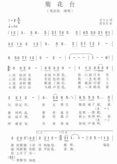 7孔葫芦丝菊花台简谱菊花台葫芦丝简谱