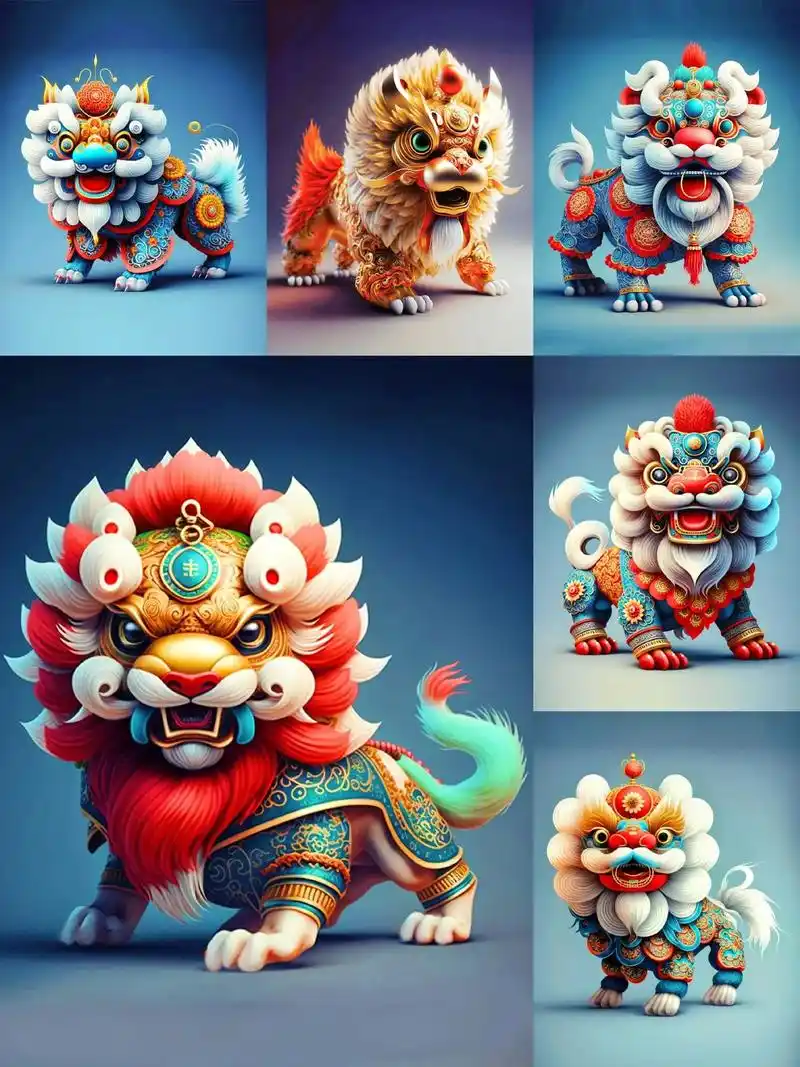 中国舞狮 表演中狮子颜色有不同寓意,黄色为刘备狮:代表贵气, - 抖音