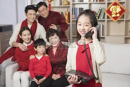 春节团圆打电话背景