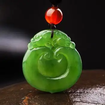 石灵珠宝厂家直销和田碧玉吊坠碧玉玉坠玉如意锁菠菜绿挂件挂饰