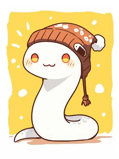 再更新三组可爱风小蛇插画②ai插画戴帽子的小白蛇这组可爱到爆炸了