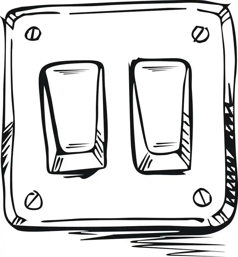 开关矢量插图,素描风格