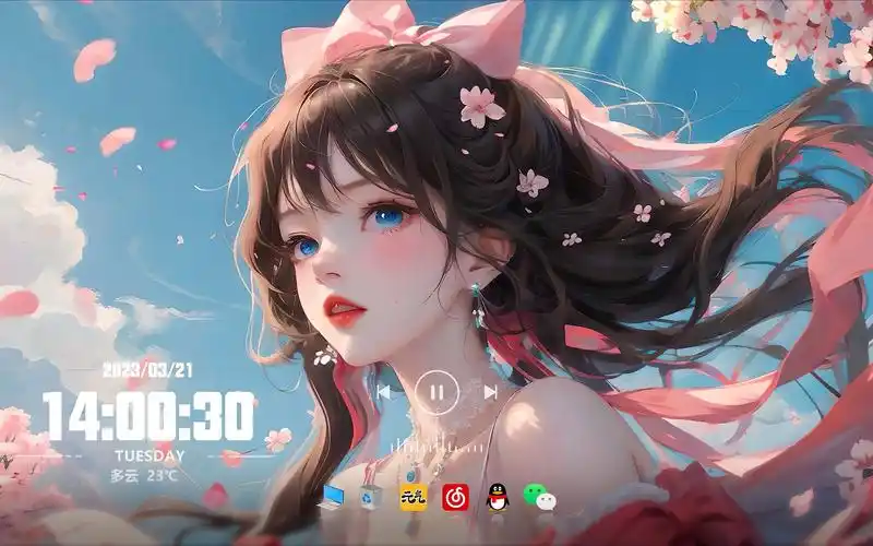 【动态桌面】樱花飞舞里的少女| 绝美动态桌面壁纸分享