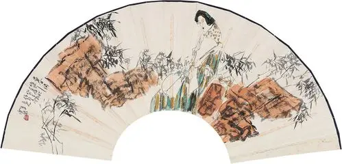 5029 执扇仕女 扇面 设色纸本