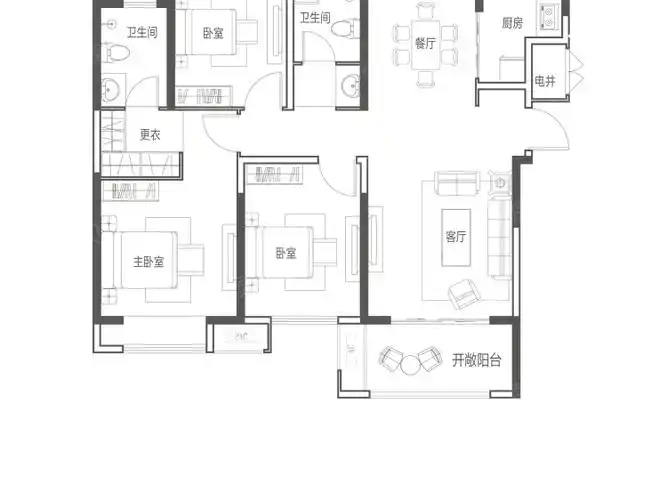 东润玺城3室2厅2卫户型图