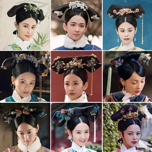 旗头假发古装如懿传同款燕尾影楼写真演出皇后其它假发