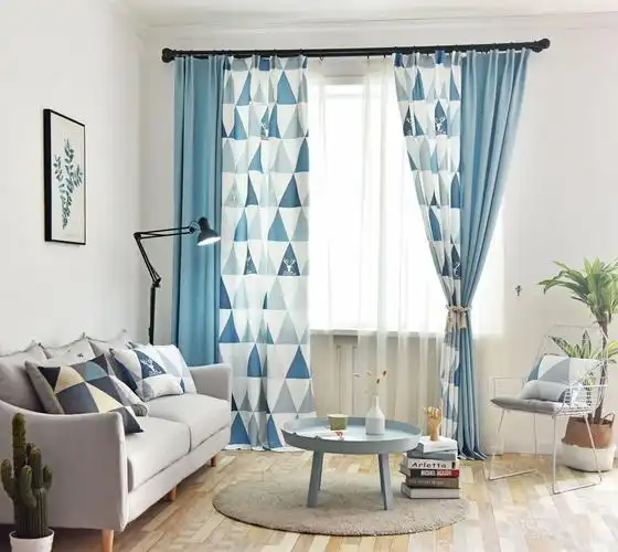 北欧风格窗帘成品ins三角小窗飘窗卧室遮光窗帘客厅简约现代