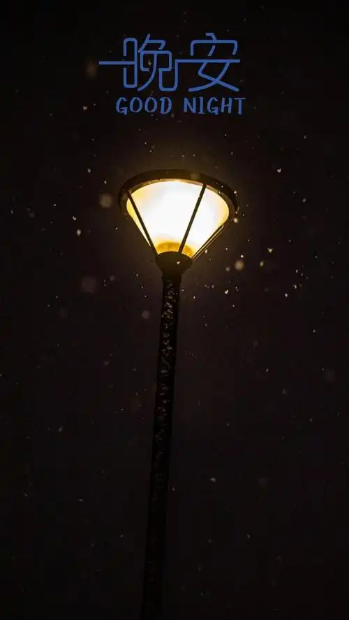 晚安夜晚唯美路灯