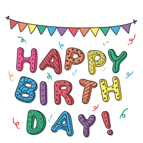 生日快乐英文字母三角彩色彩条