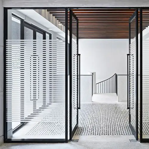 玻璃贴膜办公室隔断玻璃门装饰磨砂条纹贴纸移门创意防撞条腰线贴