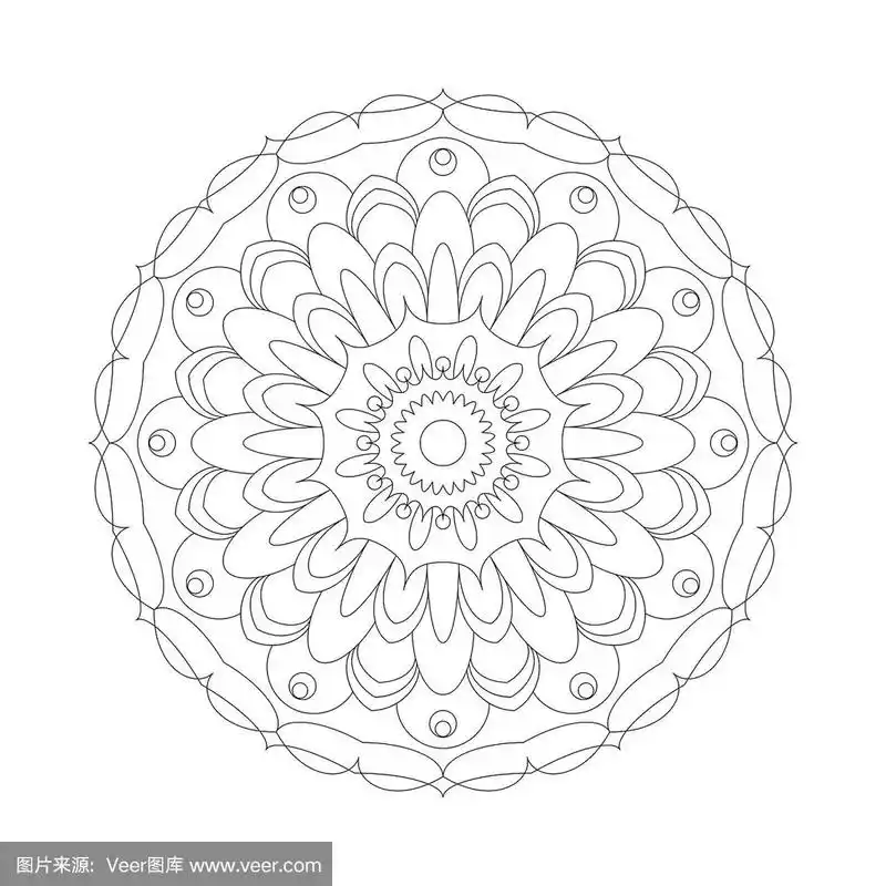 成人涂色书页圆形图案曼陀罗