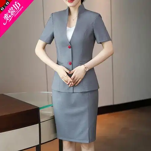 职业西装套装高端气质酒店前台制服售楼部工作服职业女裙套装