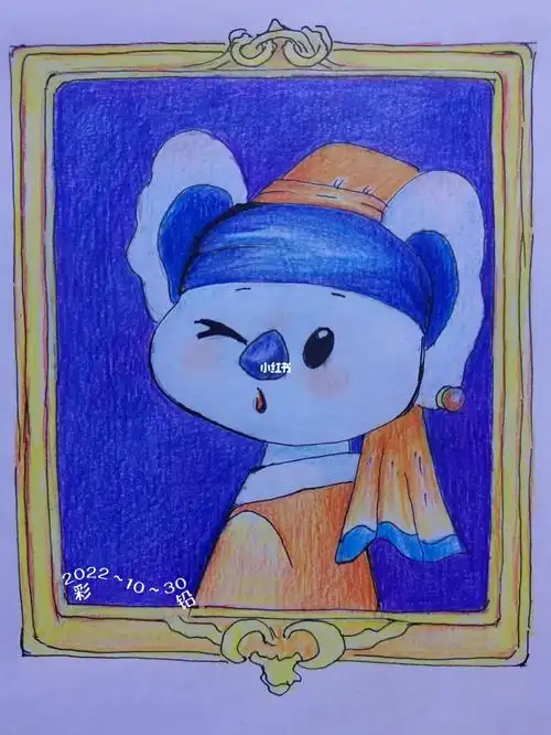 78戴珍珠耳环的考拉78#大树和考拉  #彩铅画画  #彩铅手绘  #人物