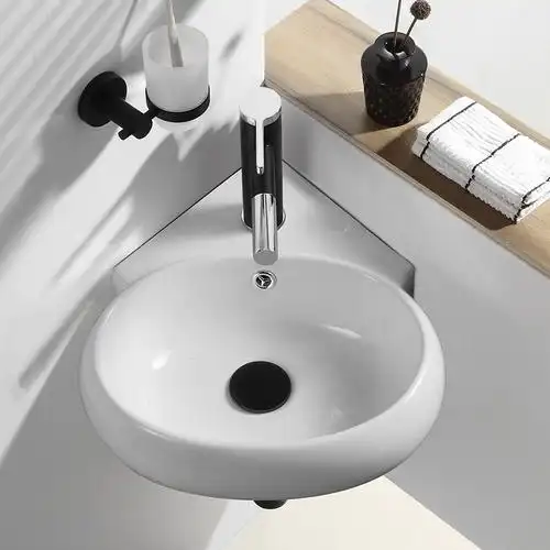 角盆小型洗手盆卫生间 陶瓷挂式迷你台盆 简易转角洗脸盆挂墙阳台