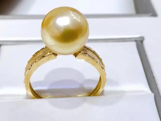 10-11mm天然色亮茶金,菲律宾金珠戒指_戒指_南洋金珠_时尚_配饰