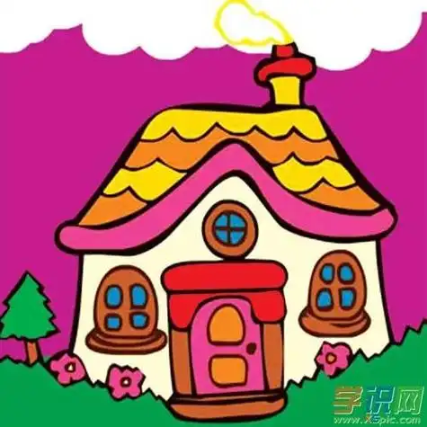 房子简笔画彩色蘑菇房子简笔画