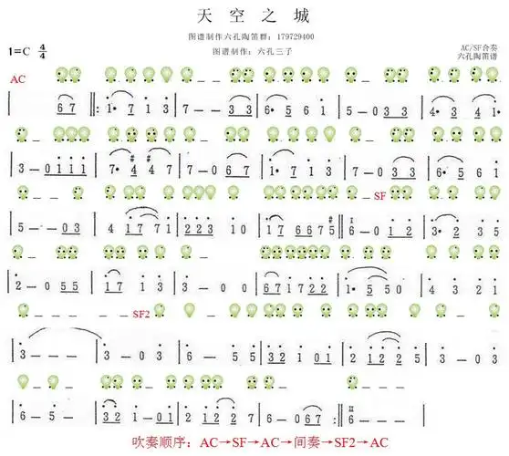 天空之城六孔陶笛谱