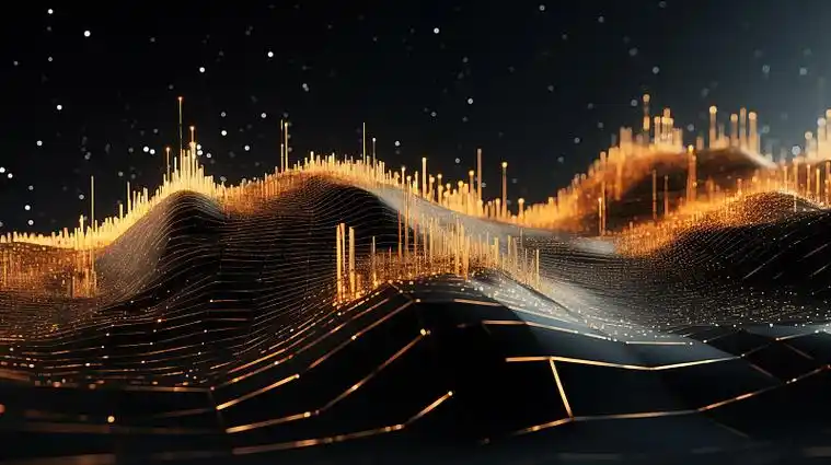 【ai数字艺术】金色和银色的大数据未来科技三维空间抽象背景图片下载