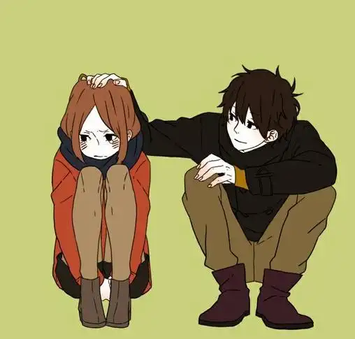 二次元摸摸头动漫情侣摸摸头温馨美图