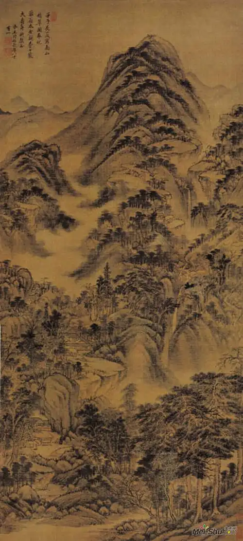 《南山积翠图》清 王时敏绢本设色纵147.1厘米横66.