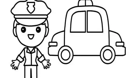 益智早教:简笔画,教宝宝画警察叔叔和警车,既有教育意义又超简