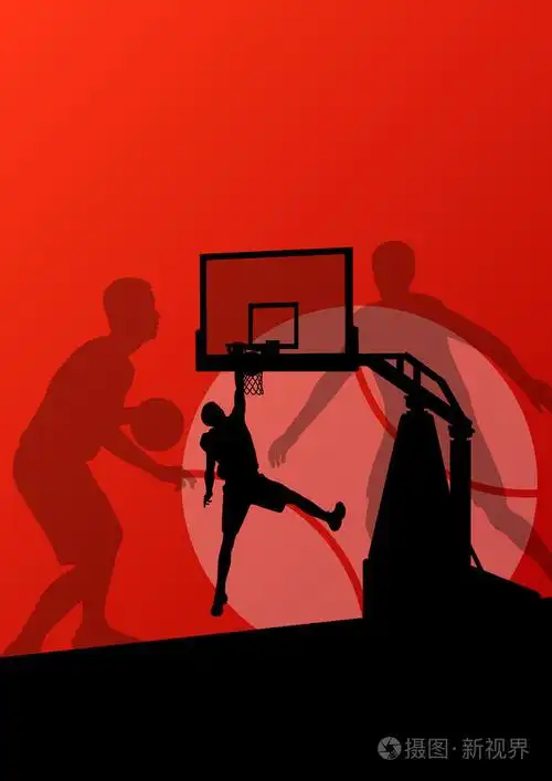 篮球球员年轻活跃的运动剪影矢量背景