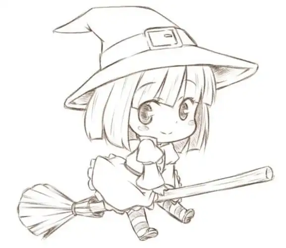 黑白线稿q版人物线稿素材67