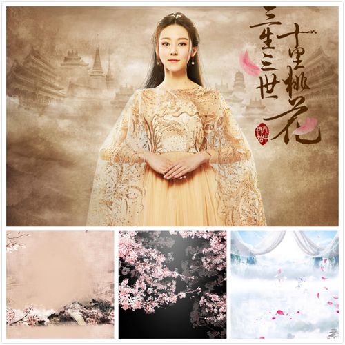 三生三世主题影楼古装情侣写真婚纱摄影背景 照相馆拍照 拍摄背景