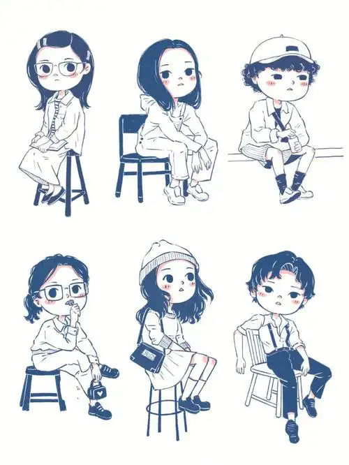 合集卡通人物动态练习坐姿速写