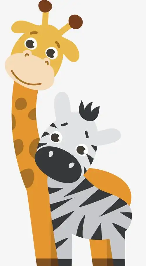 长颈鹿和斑马矢量图