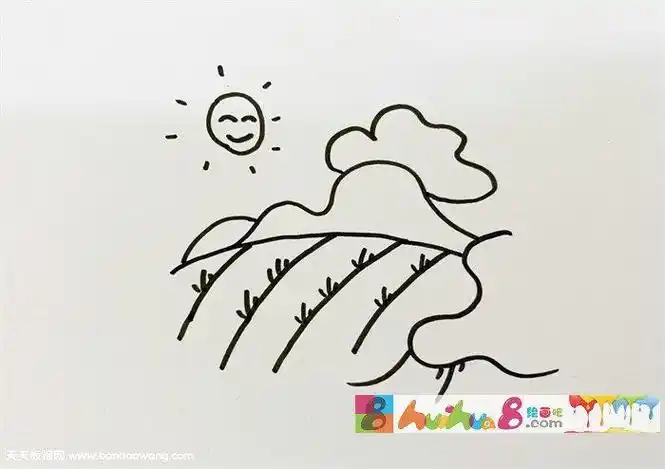 稻田怎么画怎么画简笔画教程绘画吧-画画