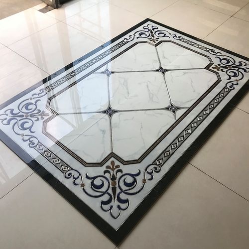 客厅拼花地砖瓷砖图案造型欧式客餐厅酒店大厅入户玄关地板砖带花拼图