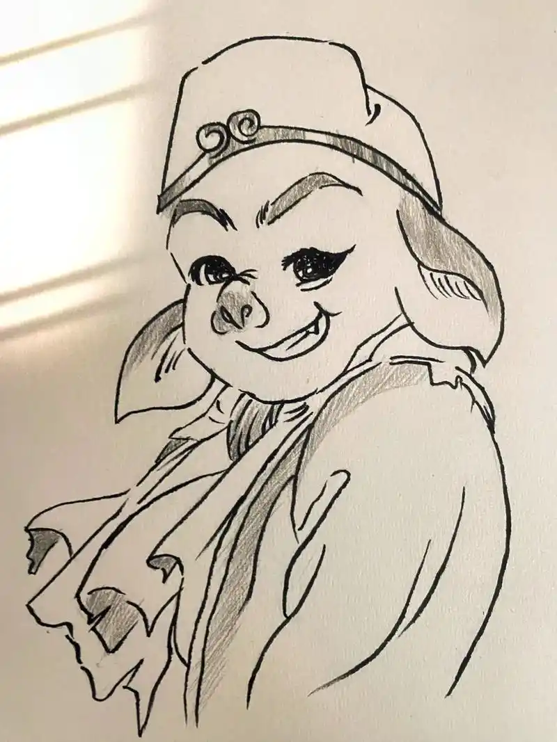 今天来教大家画猪八戒.#儿童简笔画 #手绘 #图文伙伴计划 - 抖音