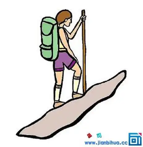 爬山卡通人物简笔画