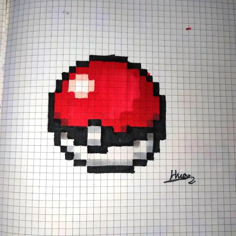 像素画#网格画#精灵球#宠物小精灵#宝可梦#马克笔#我要上热门