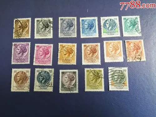 外国邮票意大利邮票女神头像17枚不同(信销票)
