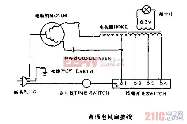 普通电风扇接线