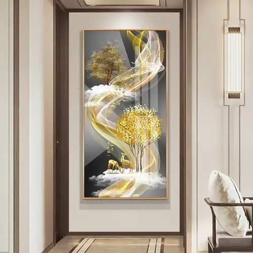 招财入户玄关装饰画玄幻幻画竖版走廊过道装饰现代装饰画