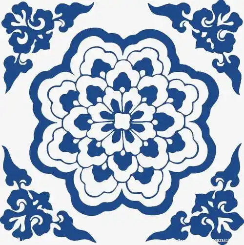青花瓷纹样剪纸图案