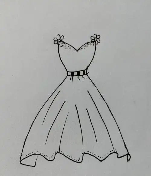 简笔画(19)——美丽的花裙子step06