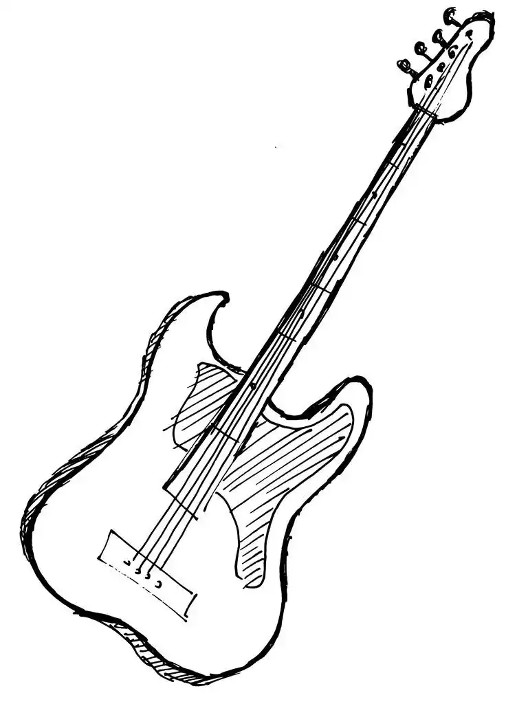 电吉他,手绘, 素描, 卡通插画的电吉他