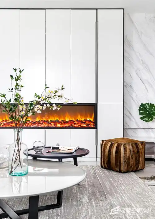 大户型现代简约壁炉装修效果图