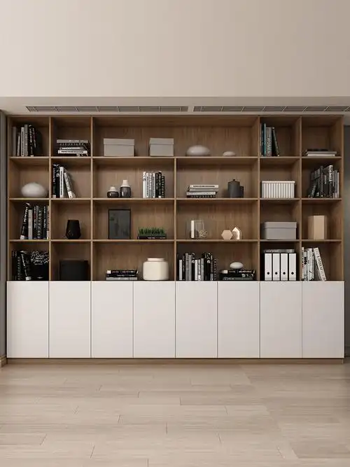 简约现代落地书柜定制整墙一体北欧书房书橱组合书柜