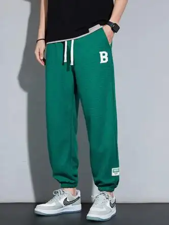 优衣裤官方旗舰店男士休闲裤春秋季薄宽松直筒韩版潮流百搭学生长绿色