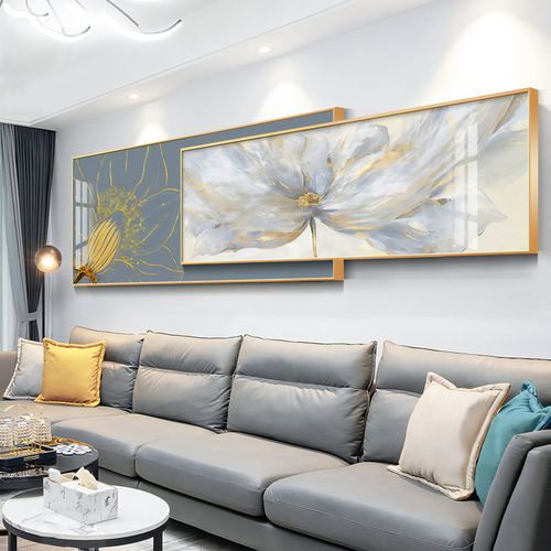 现代简约抽象花卉高档客厅装饰画沙发背景墙挂画轻奢卧室叠加壁画