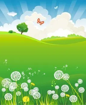 春季大自然美景卡通素材