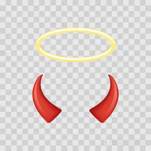 天使的光环和魔鬼角上透明花纹背景孤立.矢量图