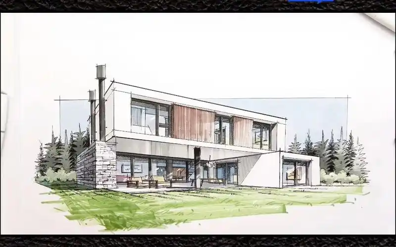 绘聚建筑效果图马克笔上色系列一别墅建筑