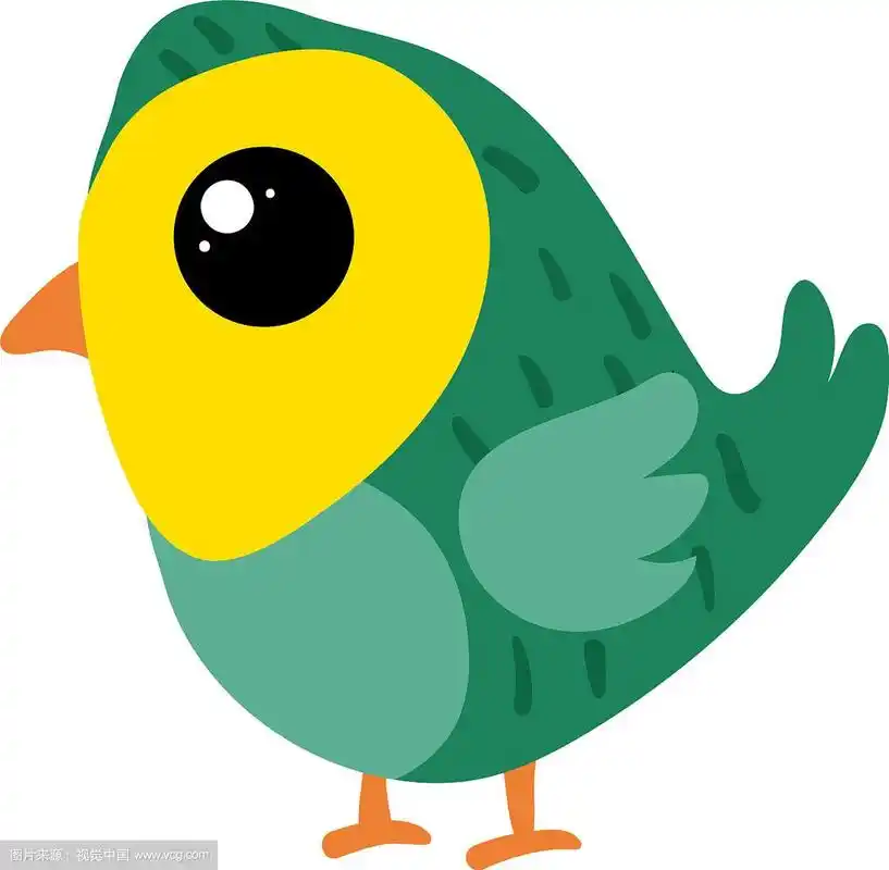 白色背景上的绿色小鸟